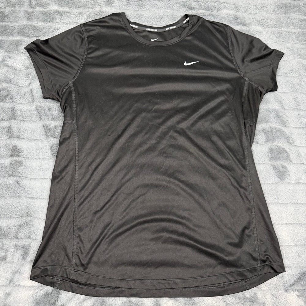 Nike Running Dri-FIT Shirt Womens XL Black Short Sleeve Training Top 872068-010